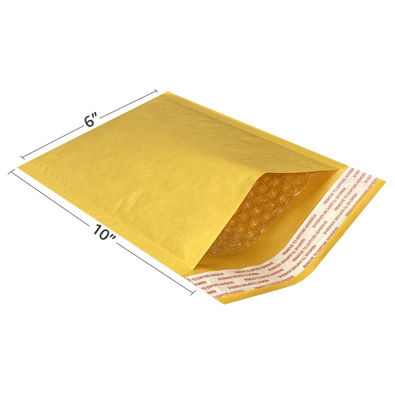 Uboxes StarBoxes 20 Kraft Bubble Mailers 6x10" - #0 Self-Sealing Padded Envelopes Bags,Yellow - Image 3